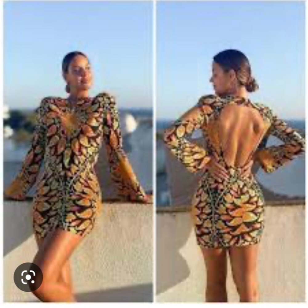 Zara - Open back floral paisley printed mini dress size S